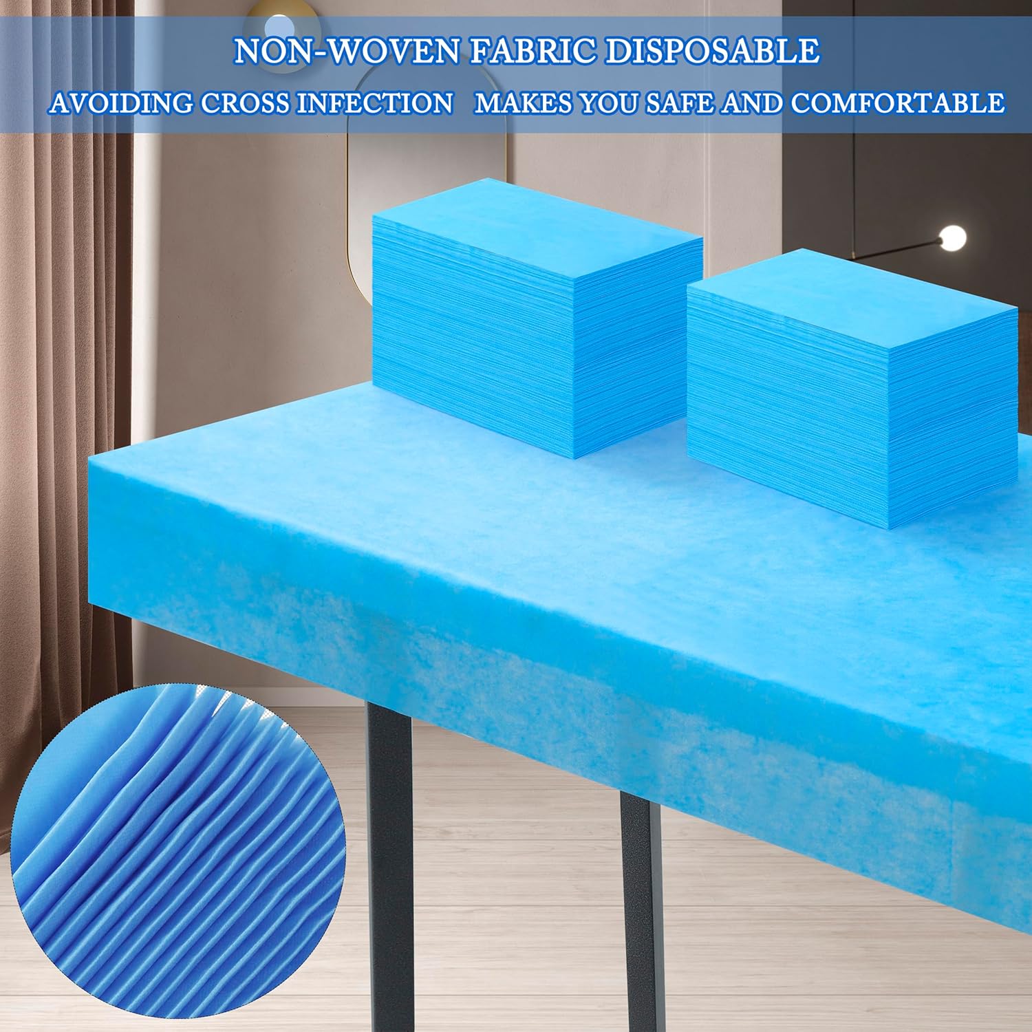 31" x 71" Disposable Bed Sheets for Massage Table Waterproof Massage Table Sheet Soft Non Woven Fabric SPA Bed Cover Breathable for Massage Beauty Tattoos 100PCS (Blue)