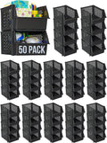 Skywin Plastic Stackable Storage Bins for Pantry - Stackable Bins for Organizing Food, Kitchen, and Bathroom Essentials (Black - 50 Pack)