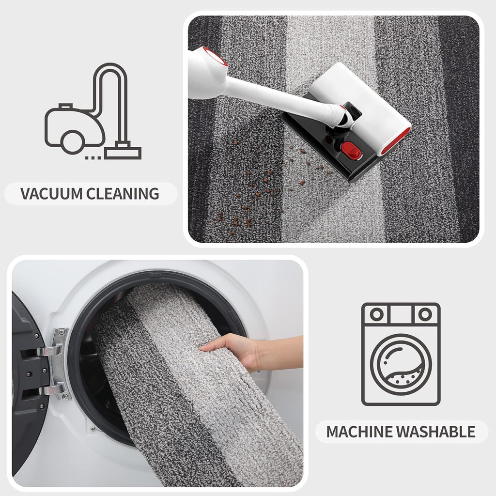 Kitinjoy Indoor Outdoor Door Mat, 40x32 Non-Slip Absorbent Dirt Trapper, Low-Profile Washable Inside Entrance Front Floor Mat, Sturdy Soft Entry Doormats for Entryway, Grey