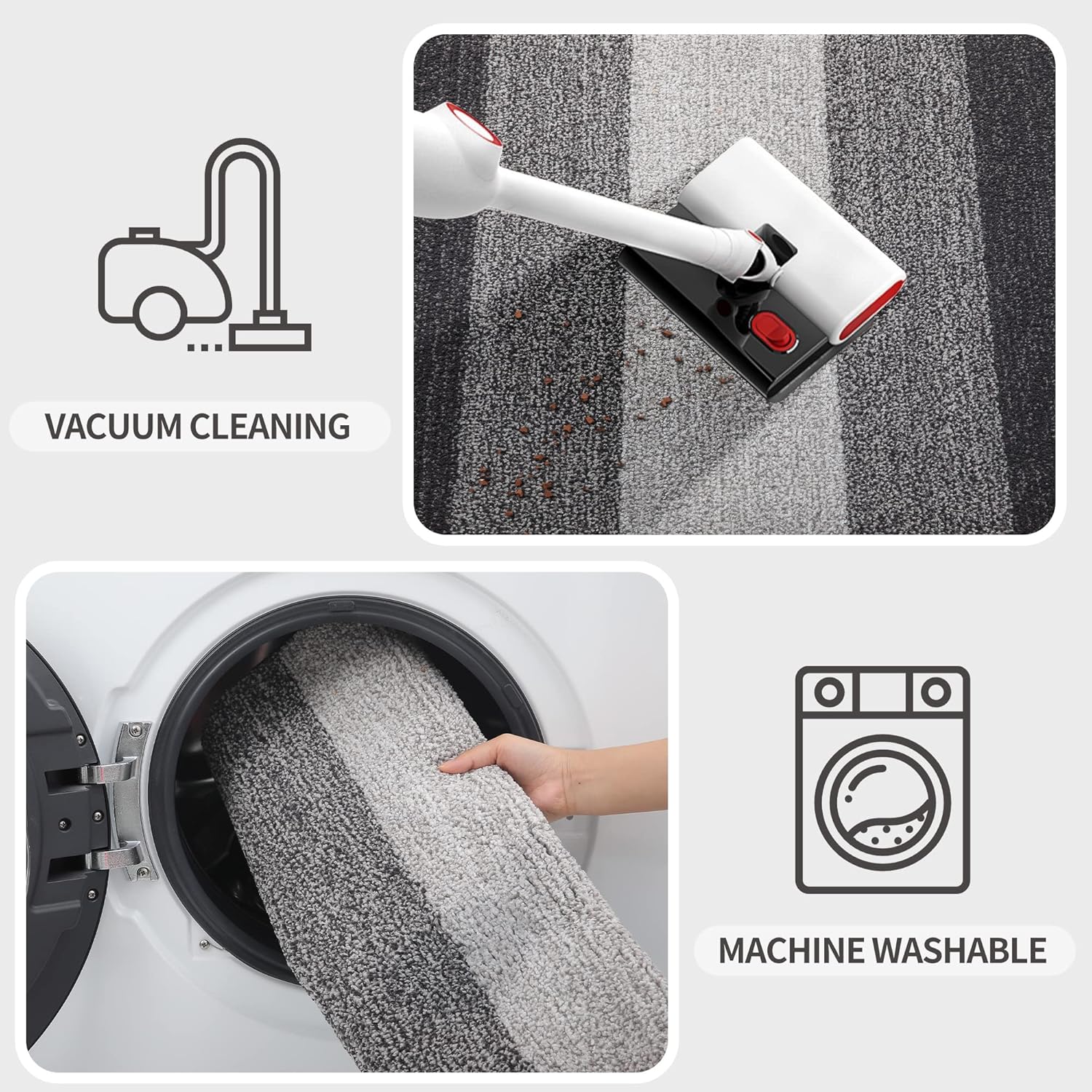 Kitinjoy Indoor Outdoor Door Mat, 30x17 Non-Slip Absorbent Dirt Trapper, Low-Profile Washable Inside Entrance Front Floor Mat, Sturdy Soft Entry Doormats for Entryway, Grey