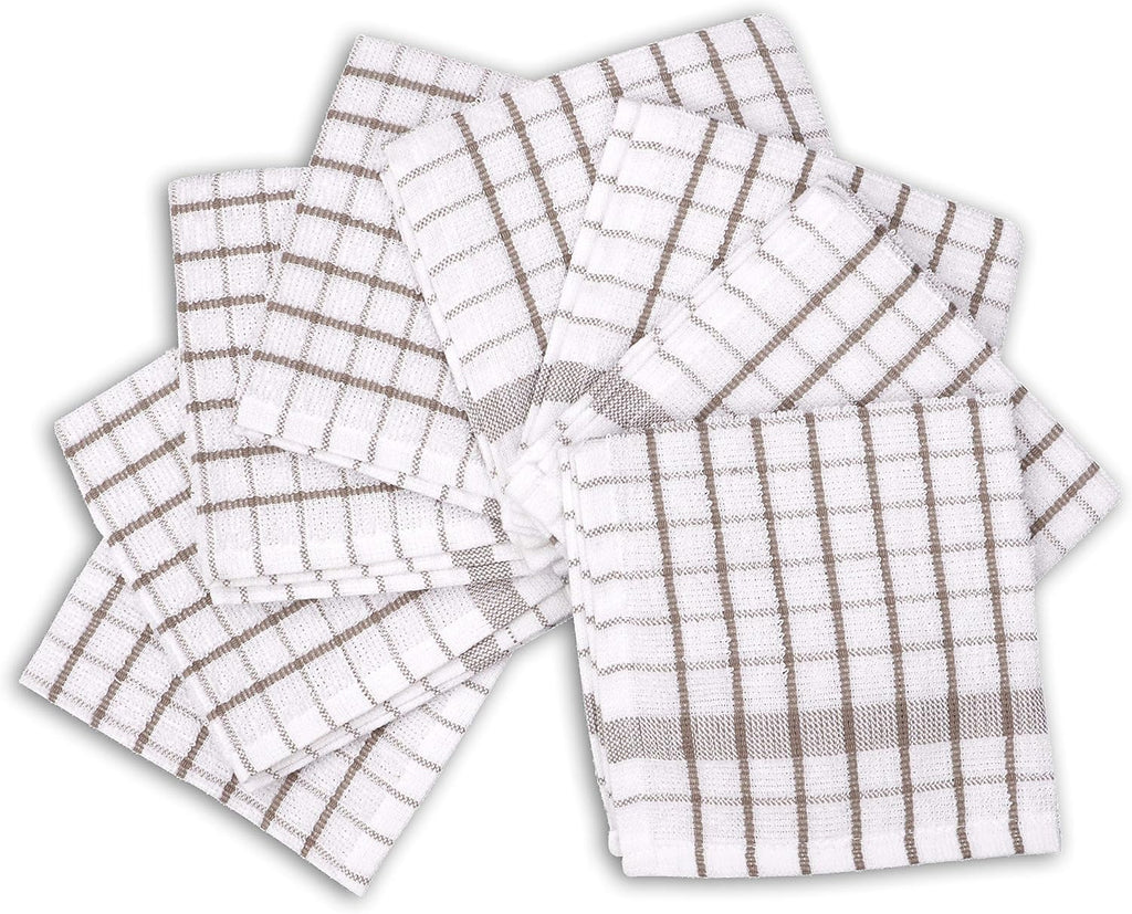 AMOUR INFINI Kitchen Dish Cloths Set of 8 - Ultra Soft, Highly Absorbent, Quick-Drying Terry Cotton Dishcloths 12"x12" Inch Wash & Cleaning Cloths for Kitchen & Dishwashing (Beige)