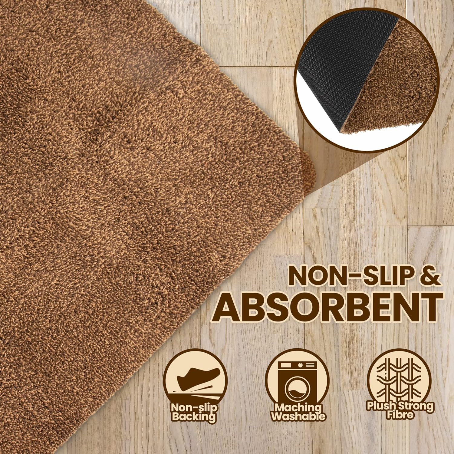 Premium Microfiber Indoor Door Mat – 24"x36" Washable Entry Mat, Non-Slip, Waterproof Backing, Super Absorbent, Low Profile Entryway Doormat for Indoor Entrance
