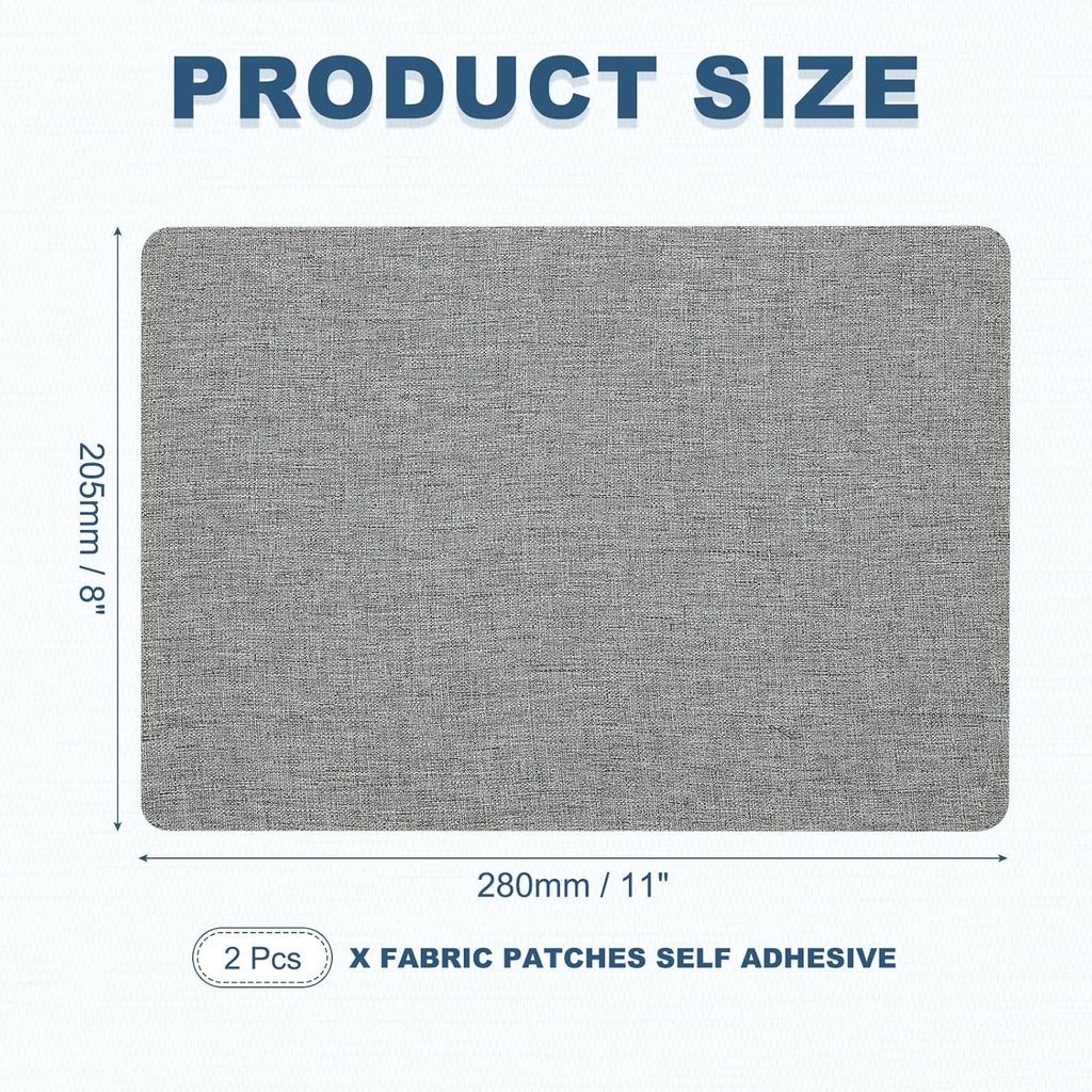 PATIKIL 8x11 Inch Linen Repair Patches, 2Pcs Self-Adhesive Fabric Patch for Sofas Tote Bags Furniture Car Seats Clothes Tents, Light Gray