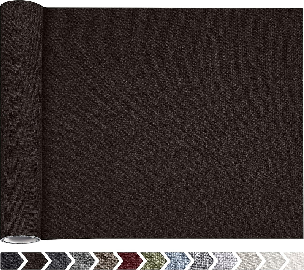 Fine Linen Repair Patches, Self-Adhesive Linen Fabric Patches, 12X40 inch Extra Size, Multi Color, Can be Used for Linen Sofa Repair and Linen Clothes Repair (12" x 40", Dark Brown)
