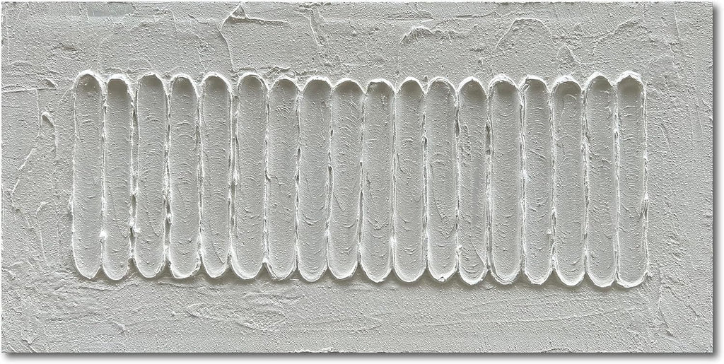 NANKAI Art 24x48 Inchs White Minimalist Art Oil Painting Hand Painted Thick Texture Abstract Painting Home Wall Decorative Art