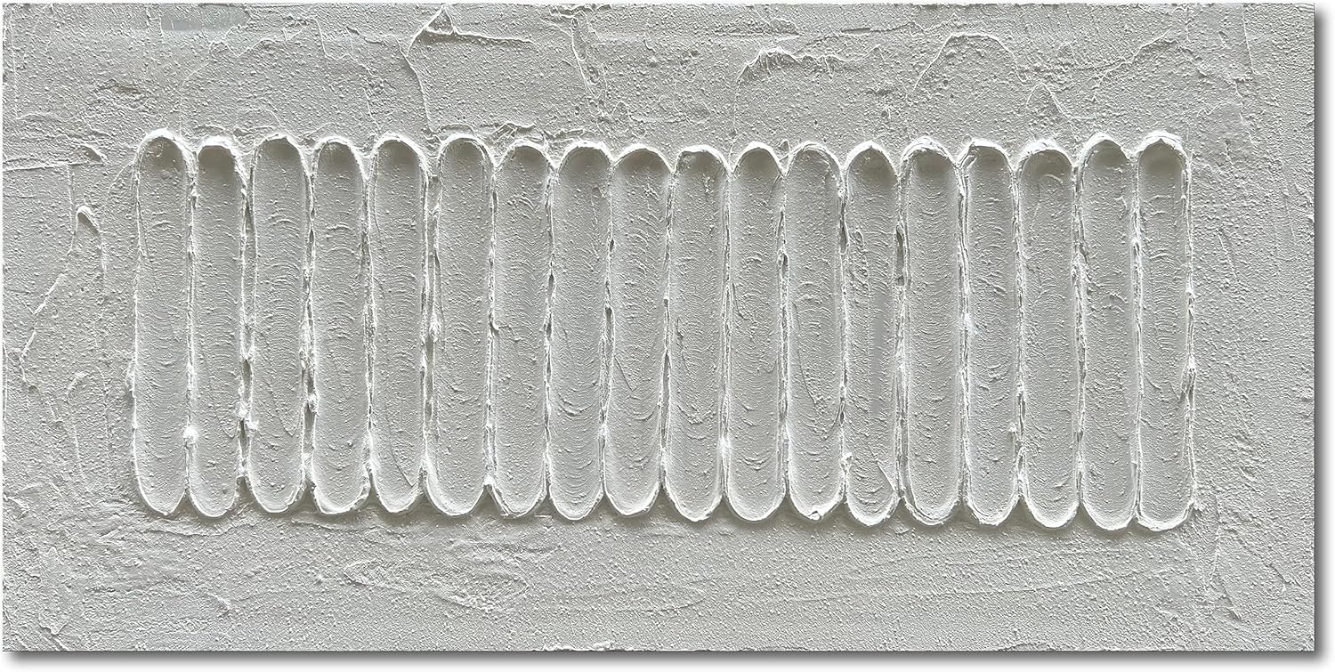 NANKAI Art 24x48 Inchs White Minimalist Art Oil Painting Hand Painted Thick Texture Abstract Painting Home Wall Decorative Art