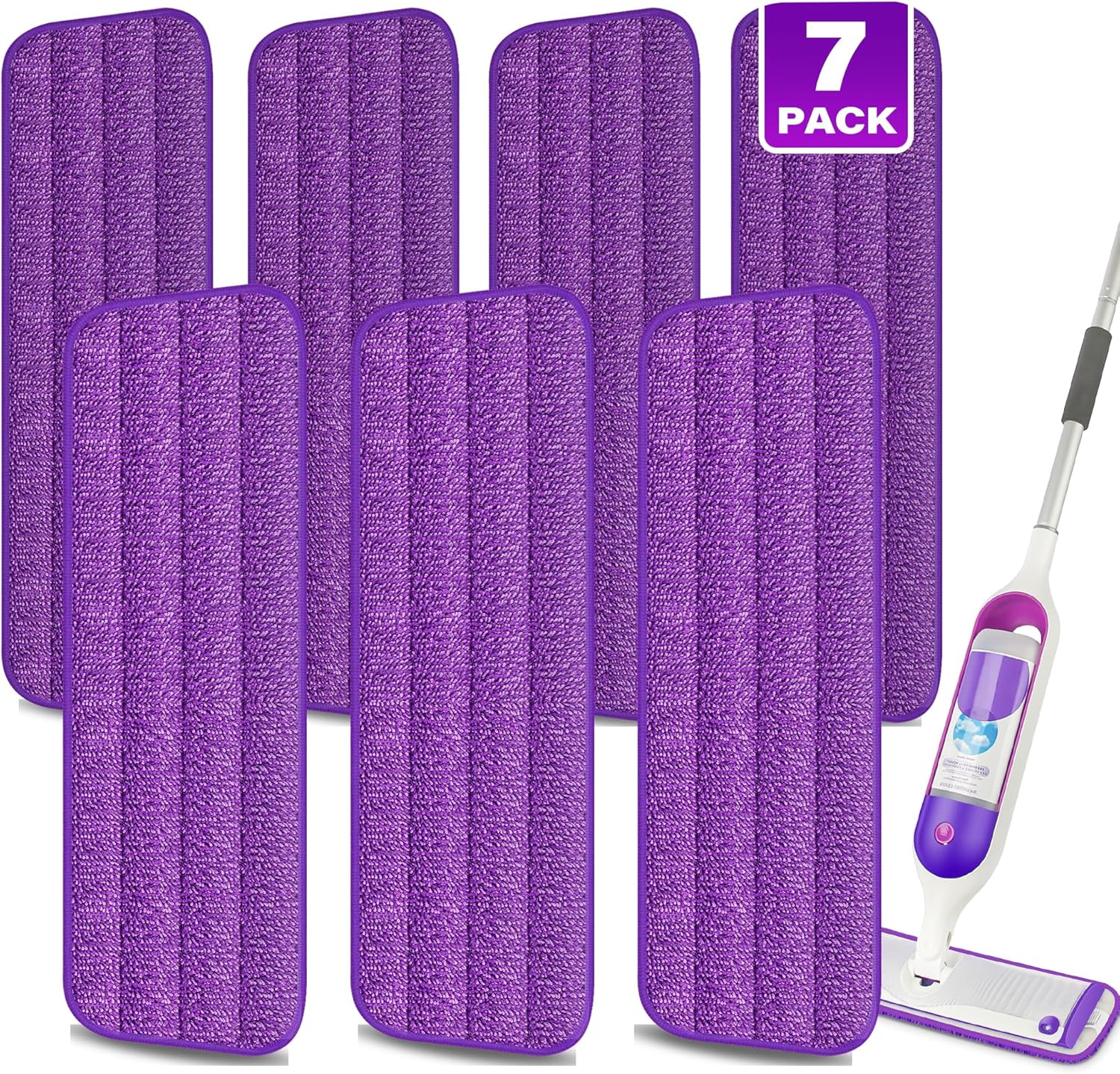 7 Count Reusable Mop Pads for Swiffer PowerMop -MEXERRIS Microfiber Wet Mops Refills PowerMop Pads Refills Machine Washable Hard Floor Mop Pads Replacement for 13''-15'' Spray Floor Mops