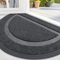 OLANLY Half Circle Door Mat Indoor Outdoor Entrance Welcome, Waterproof All-Season, All-Weather Doormat, Sturdy Natural Rubber, Low Profile, Easy Clean Patio Porch Entryway Mat, 59x23, Grey