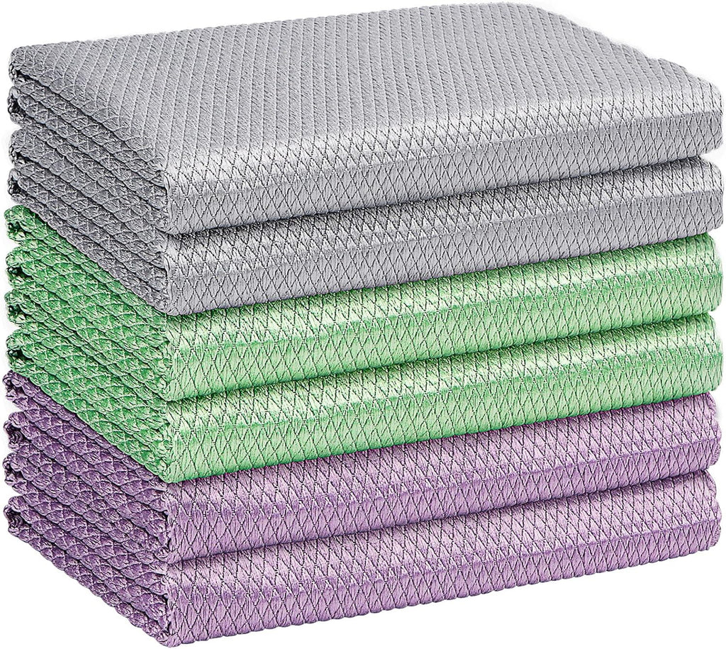 HOMEXCEL Microfiber Glass Cleaning Cloths-6PK, 16"x14" Lint Free Window Cleaning Cloth, Glasses, Mirrors, Screens, Stainless Steel, Premium Microfiber Wipes for Cleaning, Glass and Window Cleaner
