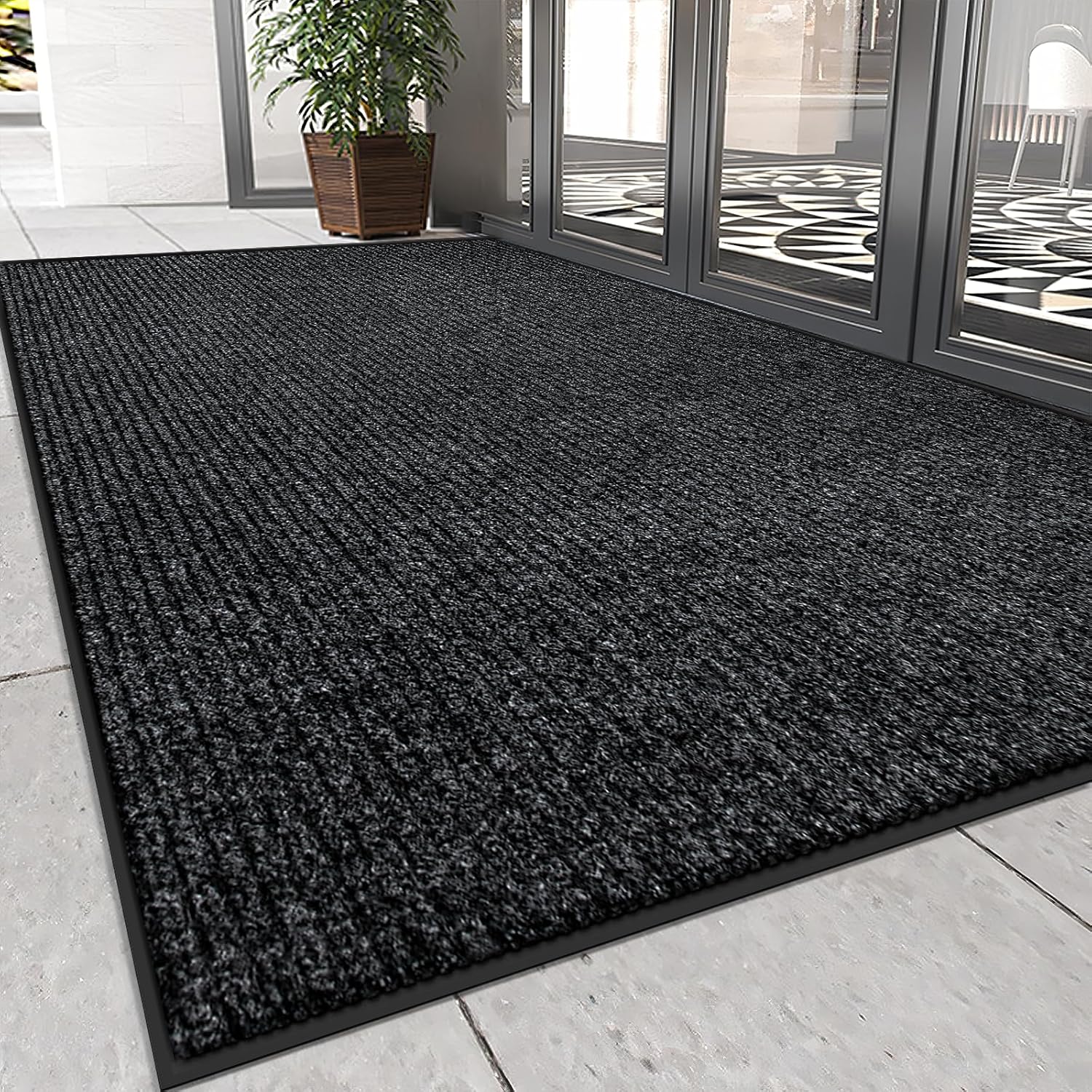 Vicwe Indoor Outdoor Door Mat,4'x8' Heavy Duty Front Door Mat, Non-Slip Washable Doormats Entrance Mats, Dirt Resistant and Absorbent Doormat, Commercial Outdoor Entrance Floor Mat for Home Office