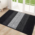 Kitinjoy Indoor Outdoor Door Mat, 32x20 Non-Slip Absorbent Dirt Trapper, Low-Profile Washable Inside Entrance Front Floor Mat, Sturdy Soft Entry Doormats for Entryway, Black