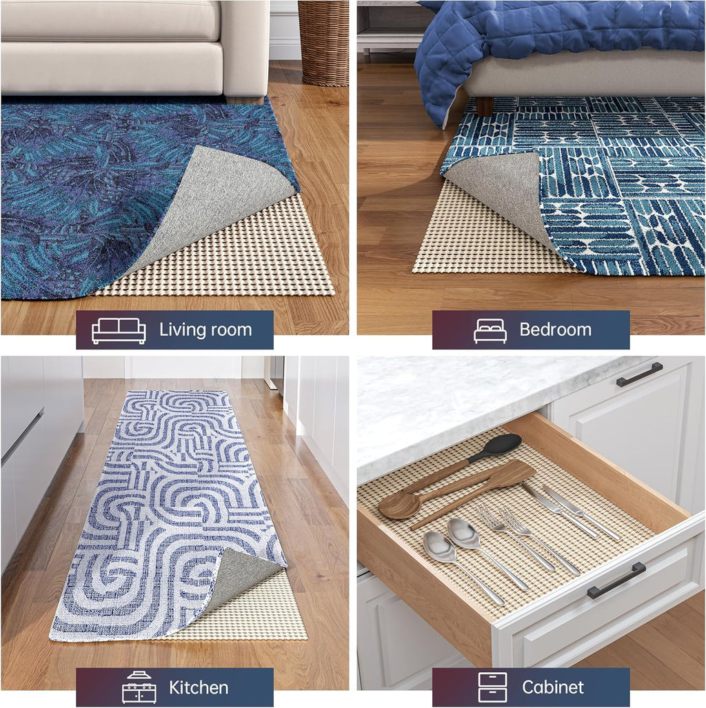 Non-Slip Rug Pad Gripper 2x8 Feet, Anti Skid Mat for Kitchen Hallway Runner Rug, Keep Rugs in Position and Safe, Thick Cushioned Carpet Pad for Hardwood Floors Protection