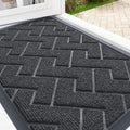 OLANLY Front Door Mat Indoor Outdoor Entrance, Waterproof All-Season, All-Weather Doormat, Sturdy Natural Rubber, Low Profile, Easy Clean Patio Porch Entryway Mat, Herringbone Brick (Grey, 29.5x17)
