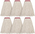 Matthew Cleaning 16oz 6Pack Cotton Floor Mop,Cotton Looped-Open String Heavy Duty String Refills, Universal Headband Blend ,Mop Head Replacement for Home, Industrial and Commercial Use(White)