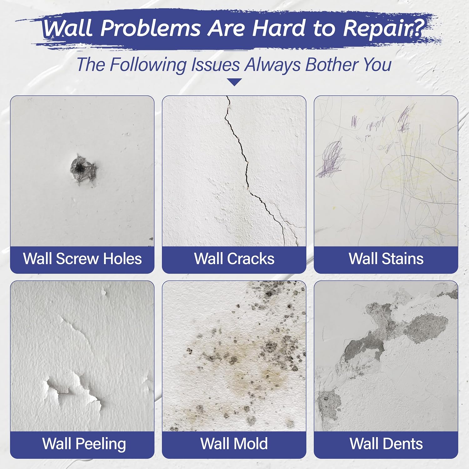 Oriflame Drywall Repair Kit: 8.5 Ounce Spackle Wall Repair with Patch/Scraper/Sandpaper/Gloves - White Wall Putty for Nail Holes/Cracks/Dents/Stains/Peeled Wall