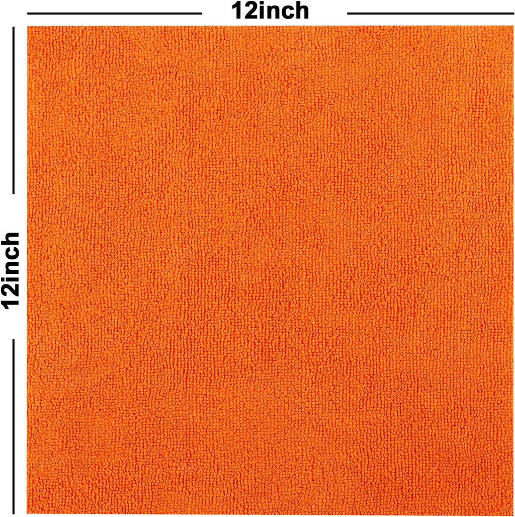Tricol Clean Profesional Resuable Lint Free Microfiber Edgeless Cleaning Cloth 50PK Cleaning Rags,Absorbent Microfiber Wipes in Dispenser Box for Housekeeping, Car Cleaning (12 * 12 Inches) (orange1)