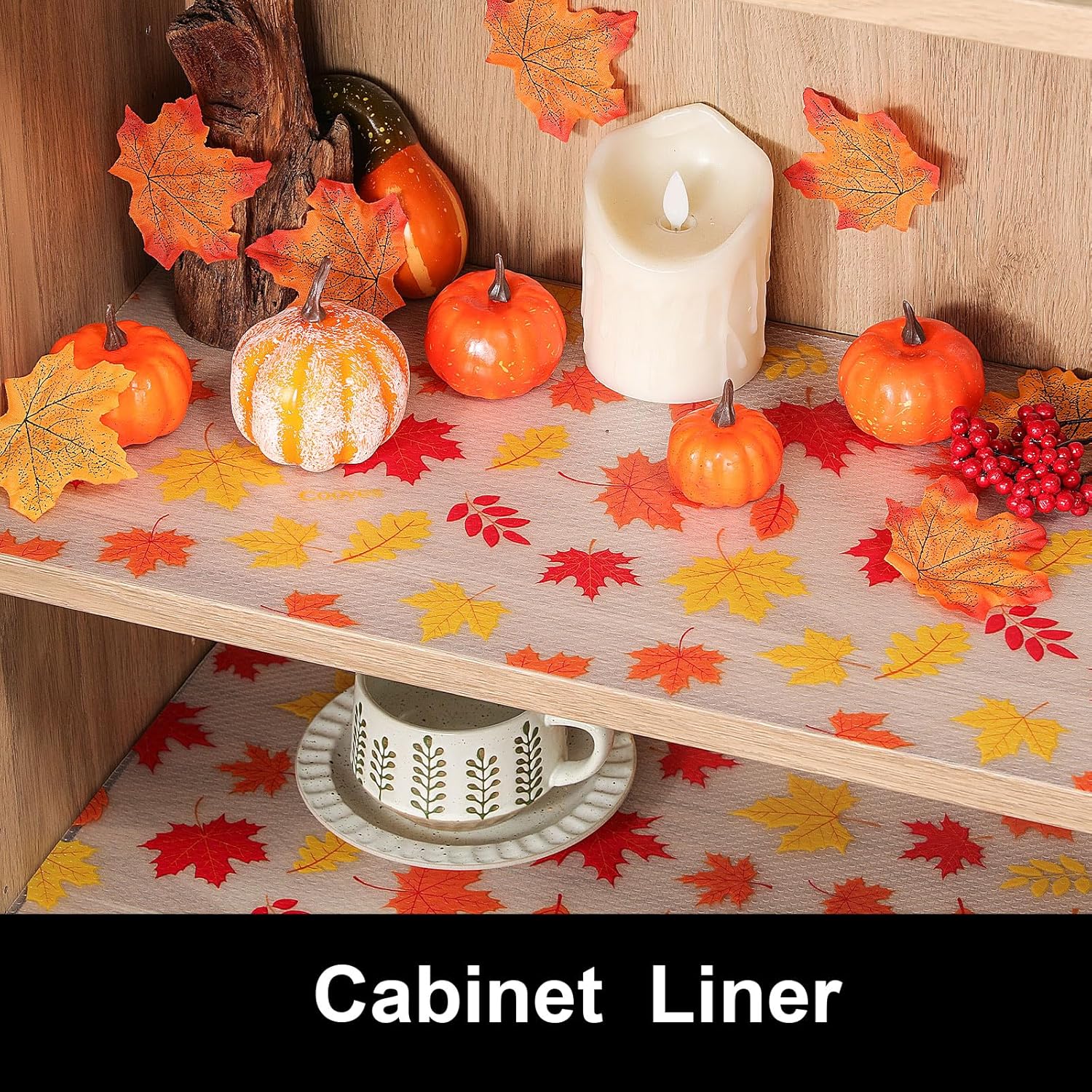 Cooyes Shelf Paper for Kitchen Cabinets Non Adhesive, Waterproof & Oil-Proof Kitchen Drawer Liner for Refrigerator Drawer Fridge Cupboard, (17.7 Inch W x 78 Inch L, Pumpkin Orange)