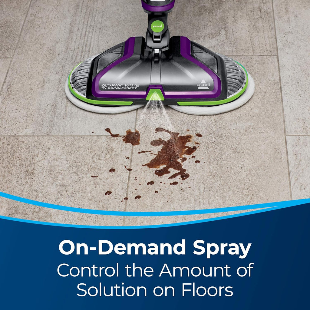 BISSELL® Spinwave Cordless Pet Hard Floor Spin Mop Cleaner 18V with washable mop pads for sealed hard floors, 23157