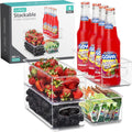 Sorbus Stackable Refrigerator Organizer Bins - Clear Storage Bins for Kitchen Pantry, Freezer & Fridge Organization - Food Organizing Plastic Containers with Handles for Countertops & Drawers (4 Pack)