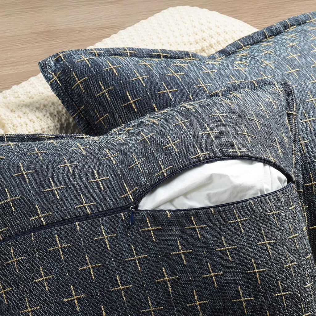 ZWJD Pillow Covers 16x16 Set of 2 Soft Polyester Textured Pillow Covers with Stylish Flange Edge Cozy Farmhouse Throw Pillows for Couch Bed Sofa Living Room