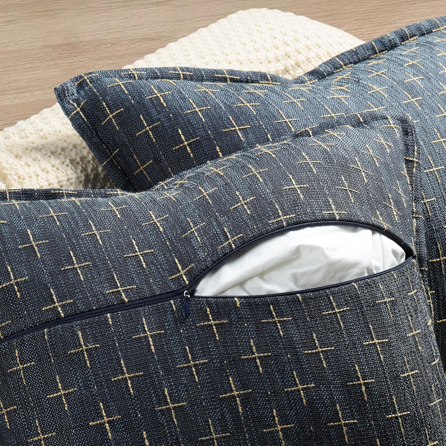 ZWJD Pillow Covers 22x22 Set of 2 Soft Polyester Textured Pillow Covers with Stylish Flange Edge Cozy Farmhouse Throw Pillows for Couch Bed Sofa Living Room