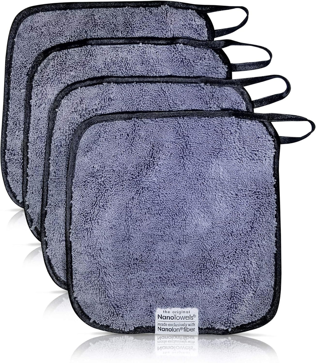 Life Miracle Nano Towels Minis - Amazing Eco Fabric That Cleans Virtually Any Surface with Only Water. Travel Size. No More Paper Towels Or Toxic Chemicals. 4-Pack (8x8, Grey)