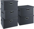 Medium 15" 21 Quart Collapsible Stackable Storage Bins with Lids, 5 Packs Dark Gray Foldable Fabric Closet Storage Boxes with Lids, Lidded Heavy-duty Linen Baskets(15x11x8)