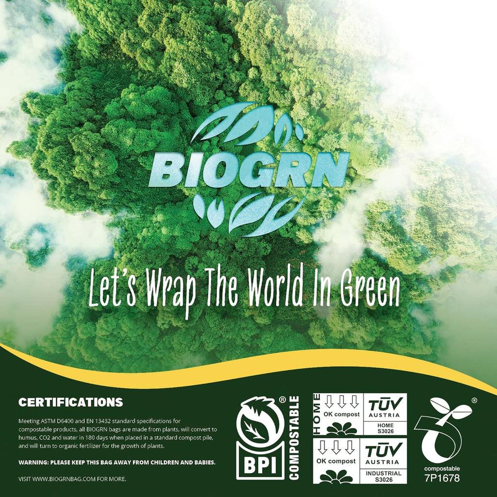 10-13 Gallon Compostable Trash Bags Drawstring 30 Bags Heavy Duty Extra Thick 1 Mil 49.21 Liter Biodegradable Trash Bags Compost Bags Green for Kitchen ASTM D6400 US BPI and OK Compost Home Certified