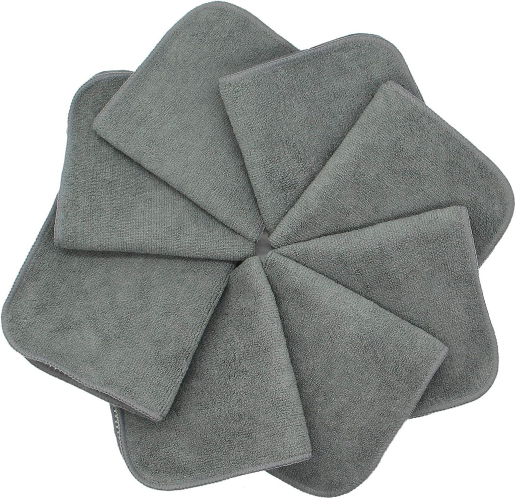 Microfiber Dish Cloths Fast Drying Kitchen Cleaning Cloth Dish Rags Dust Cloths Ultra Absorbent Lint Free Washcloths with Poly Scrub Side 12inch x 12inch 8 Pack (Gray)