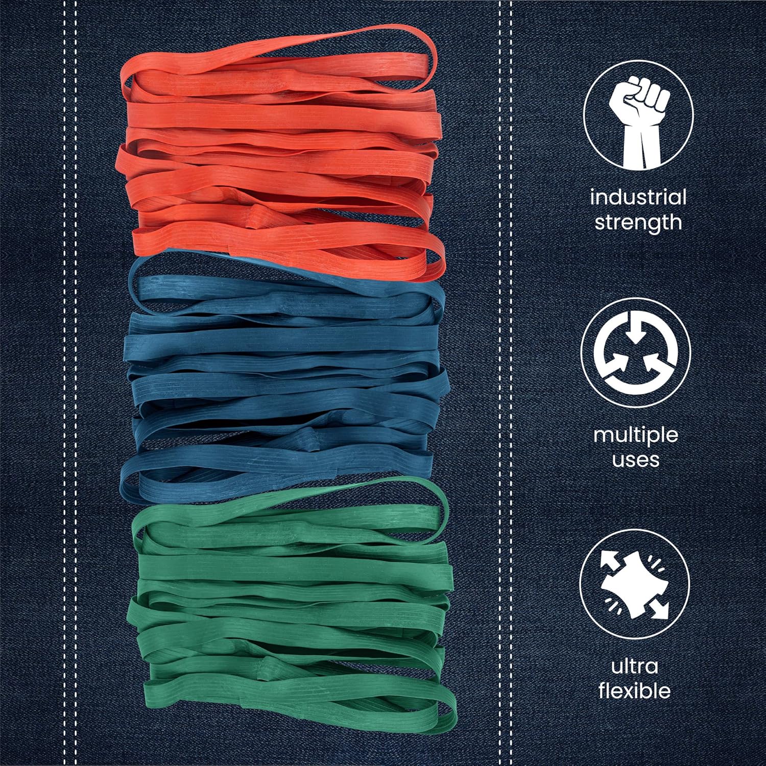 36 Pack Mover Blanket Rubber Bands - Extra Large Rubber Bands for Moving Blankets and Furniture - Variety of Sizes 26in, 30in & 42in - 36 Moving Bands Total - kitchentoolz