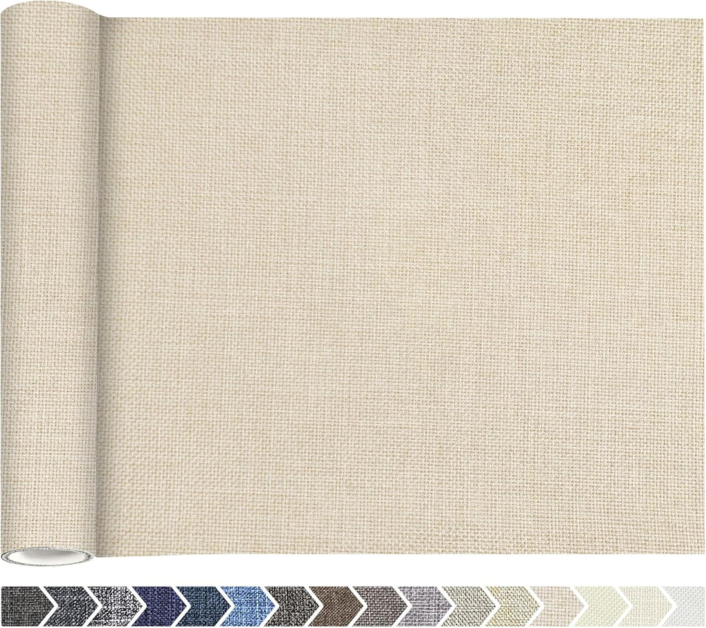 KING MOUNTAIN Coarse Linen Fabric Patches, Self-Adhesive, 12x40 Inch, Multi Color, For Sofa & Clothes Repair