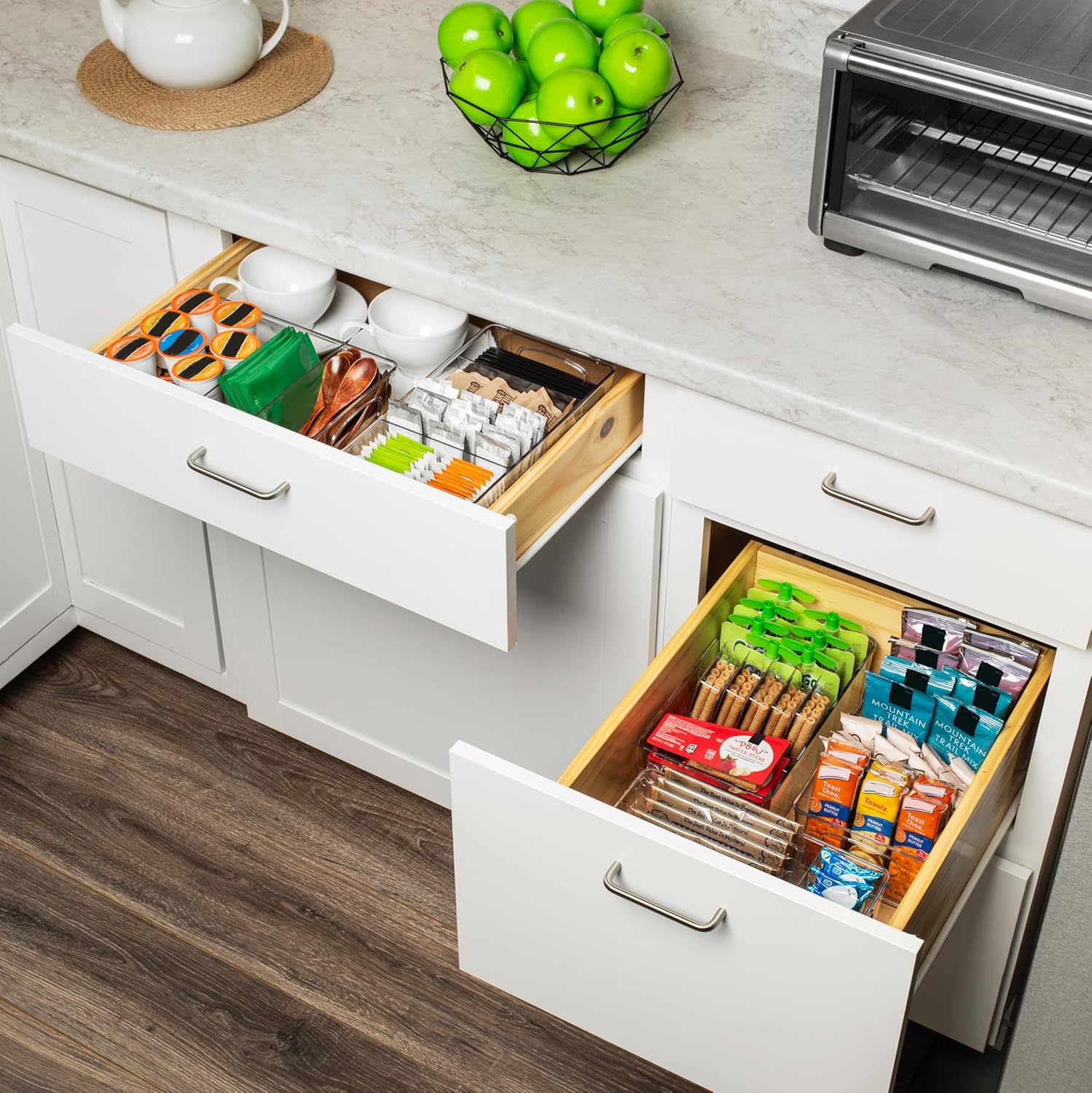 ClearSpace Pantry Organization and Storage Bins with Removable Dividers – Perfect Pantry Organizers or Kitchen Organization – Refrigerator Organizer Bins, Cabinet Organizers (2 Pack)