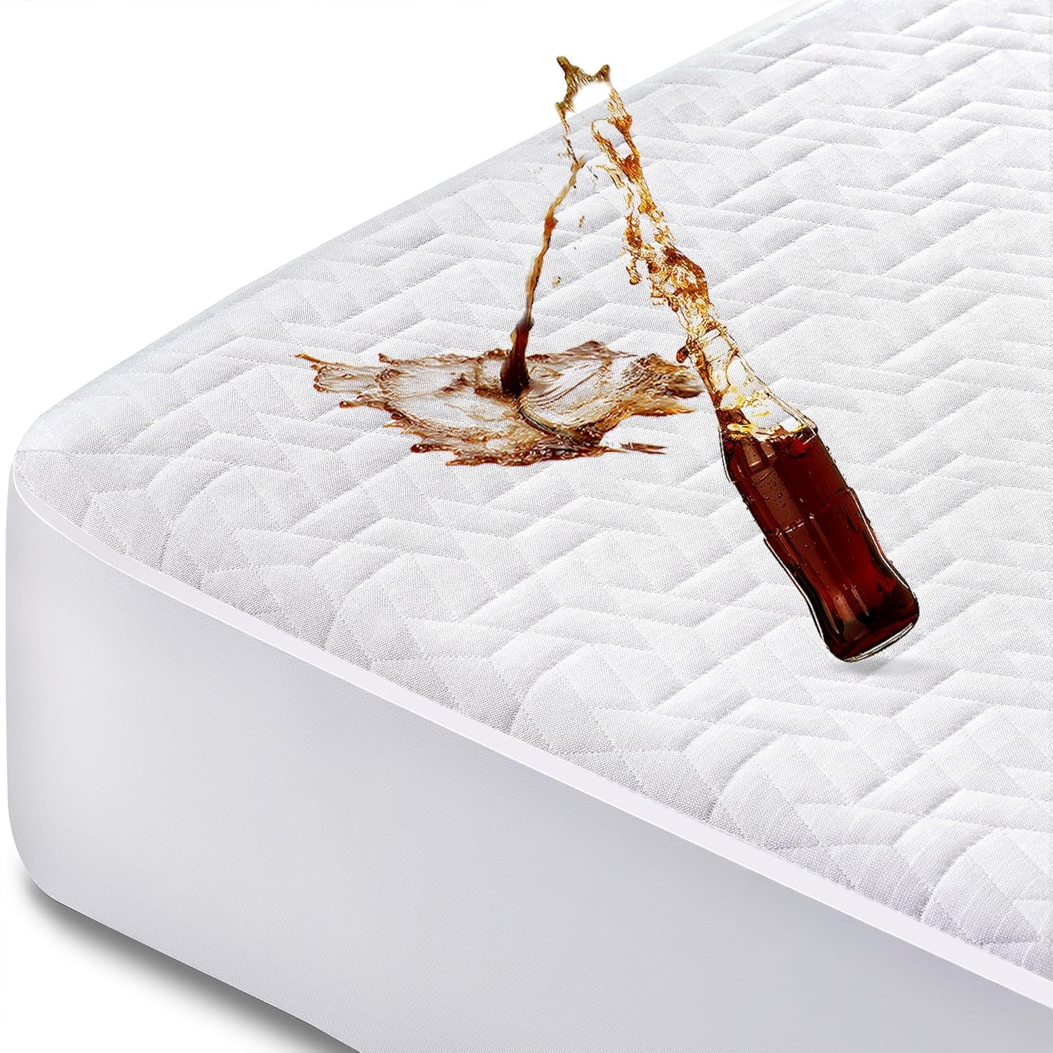 Hanherry 100% Waterproof Mattress Protector Queen Size, Mattress Cover 3D Air Fabric Cooling Mattress Pad Cover Smooth Soft Breathable Noiseless, 8''-21'' Deep Pocket