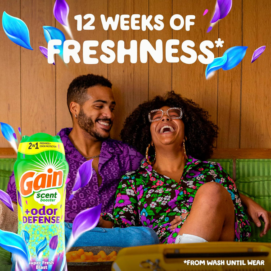 Gain Odor Defense In-wash Scent Booster, Super Fresh Blast scent, 21.1 OZ, 2 in 1 Freshness plus Odor Protection, laundry scent beads