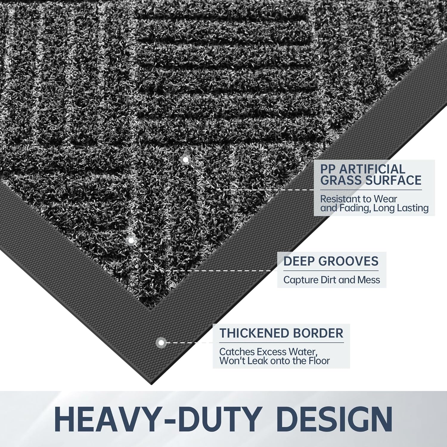 Front Door Mat, 4' x 3' Heavy Duty Indoor Outdoor Doormat, Non-Slip Backing Welcome Mats for Entryway, Low Profile, Commercial Door Mats