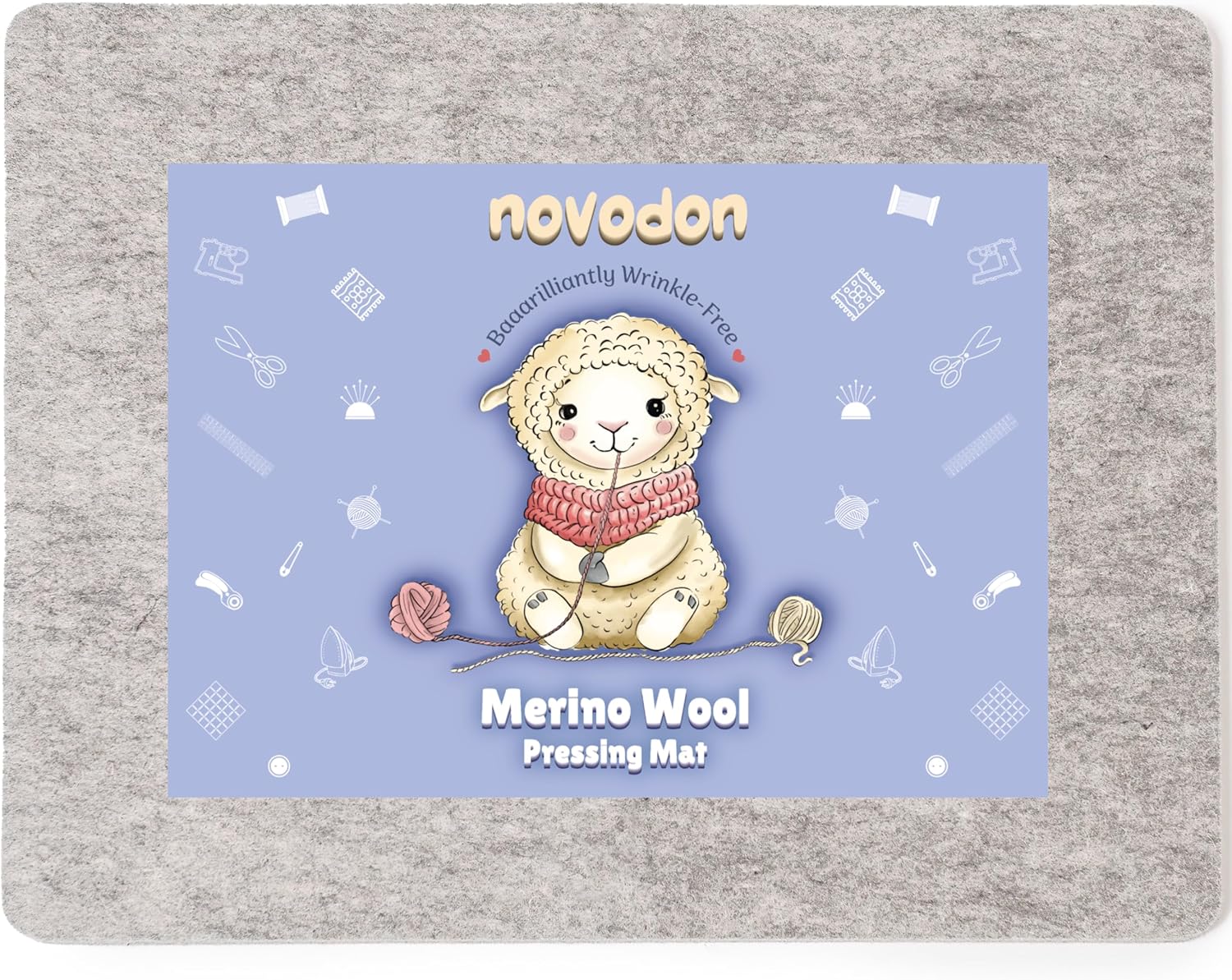 Novodon Merino Wool Pressing Mat for Quilting 17" x 13.5" 100% Merino Wool Pressing Mat for Quilting and Ironing