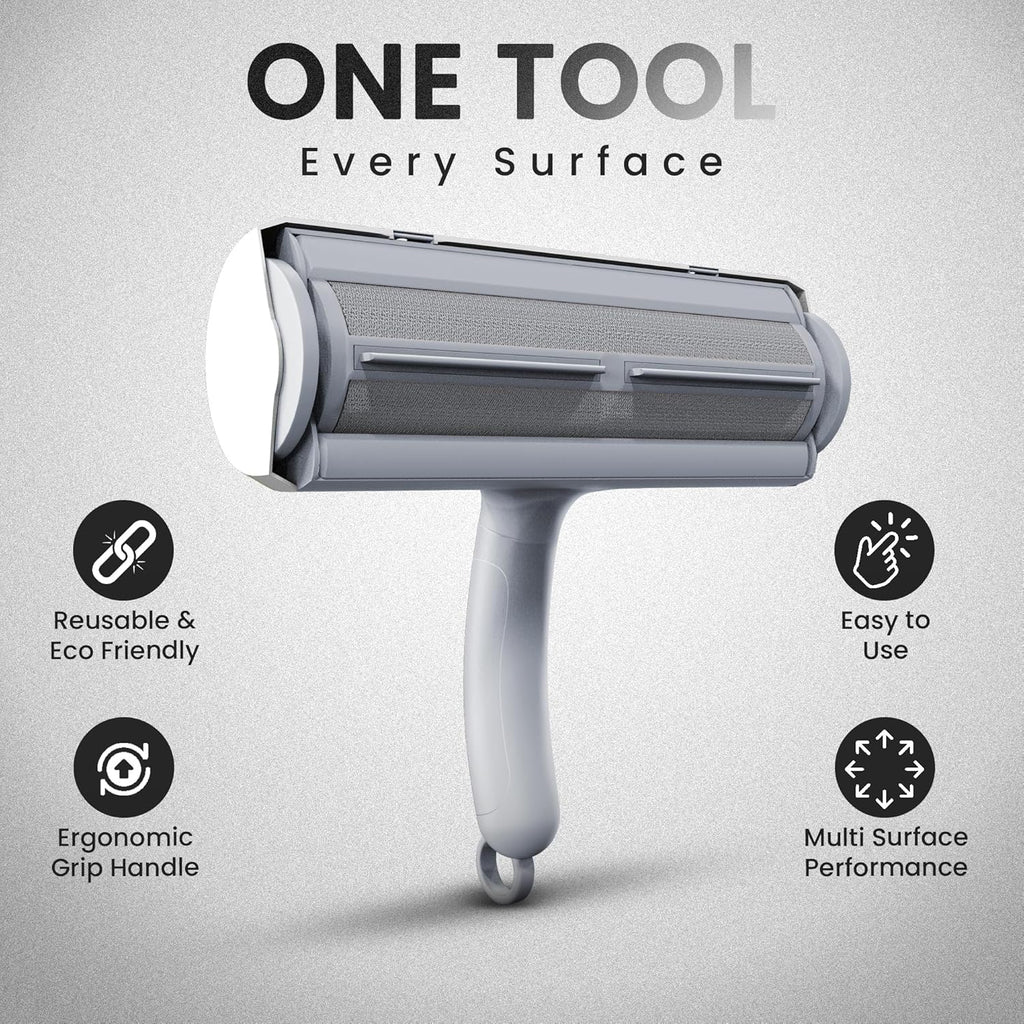 CALMZY Pet Hair Removal Tool, Reusable Lint Roller for Pet Hair, Dog Hair Remover Couch for Cleaning Rug, Carpet, Bed, Cat Hair Remover & Updated 2025, Pet Hair Remover Roller (Grey & White)