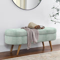 Storage Bench, 43" Storage Ottoman Bench, Shoe Storages Benches for Bedroom, Upholstered Entryway Benches with Seating, Rubber Wood Legs for Bedroom, Living Room, Entryway, Bed Side, Cyan