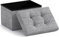 Ornavo Home Small Storage Ottoman Foldable Collapsible Rectangle Linen Ottoman Foot Rest Stool Seat, for Living Room, Bedroom, Home Office, Dorm - 12 x 16 x 12, Gray