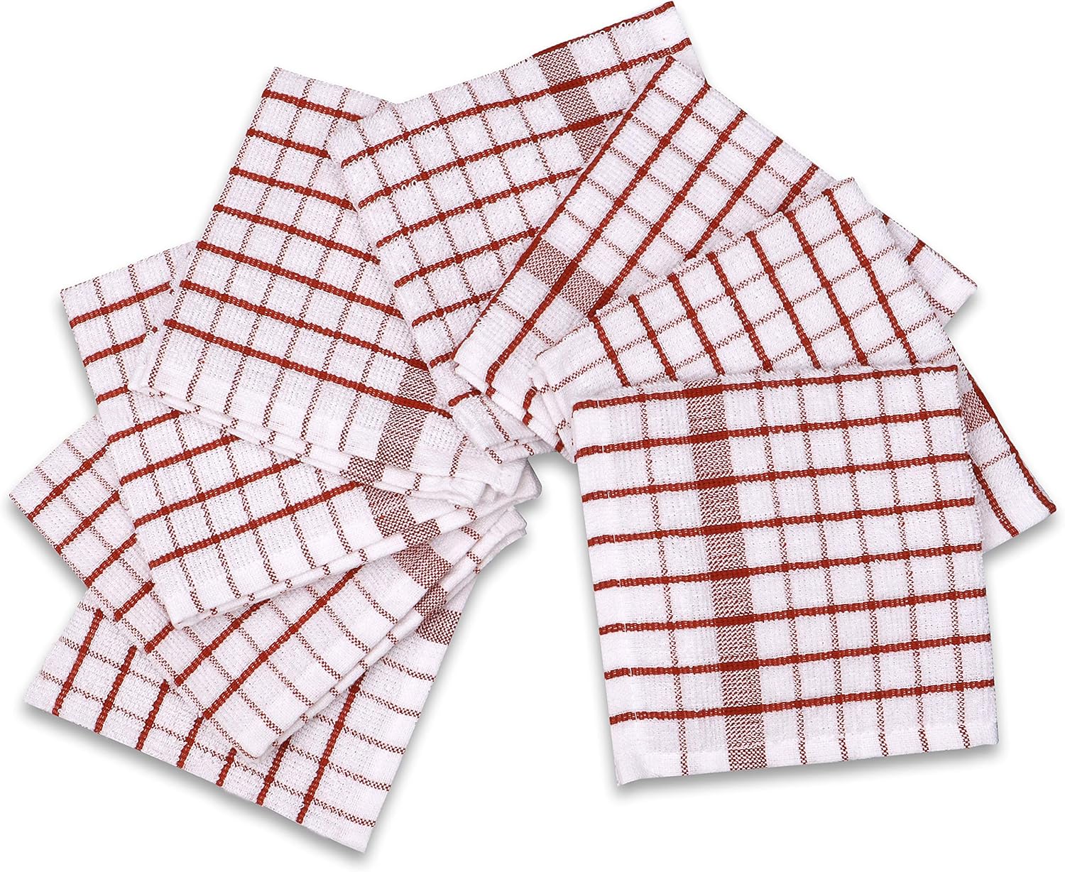 AMOUR INFINI Kitchen Dish Cloths Set of 8 - Ultra Soft, Highly Absorbent, Quick-Drying Terry Cotton Dishcloths 12"x12" Inch Wash & Cleaning Cloths for Kitchen & Dishwashing (Rust)