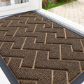 OLANLY Front Door Mat Indoor Outdoor Entrance, Waterproof All-Season, All-Weather Doormat, Sturdy Natural Rubber, Low Profile, Easy Clean Patio Porch Entryway Mat, Herringbone Brick (Brown, 47x23)