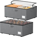 Underbed Storage with Wheels, 2 Pack Under Bed Storage Containers with Clear Lids, No Assembly Required 10.1 inch Rolling Under Bed Storage for Clothes, Grey
