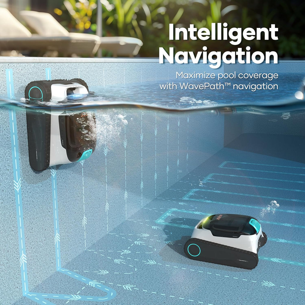 AIPER Scuba N1 Cordless Robotic Pool Cleaner, Wall & Waterline & Floor Cleaning, Smart Navigation, Superior Mobility, Four Cleaning Modes for Inground Pools up to 1600 sq.ft (Renewed)