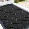 OLANLY Front Door Mat Indoor Outdoor Entrance, Waterproof All-Season, All-Weather Doormat, Sturdy Natural Rubber, Low Profile, Easy Clean Patio Porch Entryway Mat, Herringbone Brick (Black, 47x23)