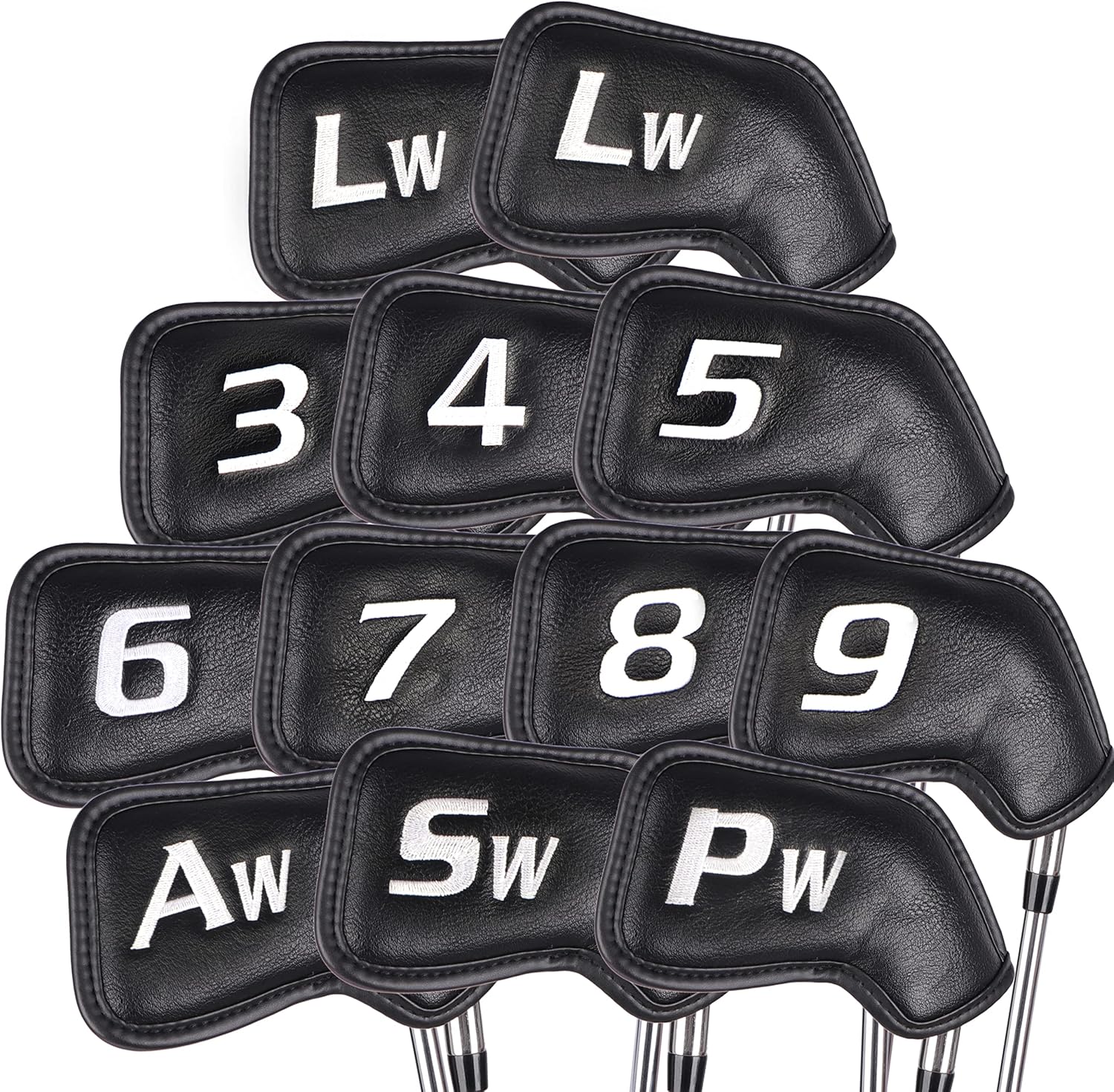 CHAMPKEY Premium Golf Club Covers for Men 12 Pack - Comfortable Polyurethane Golf Iron Covers - Ideal Golf Head Covers for Clubs