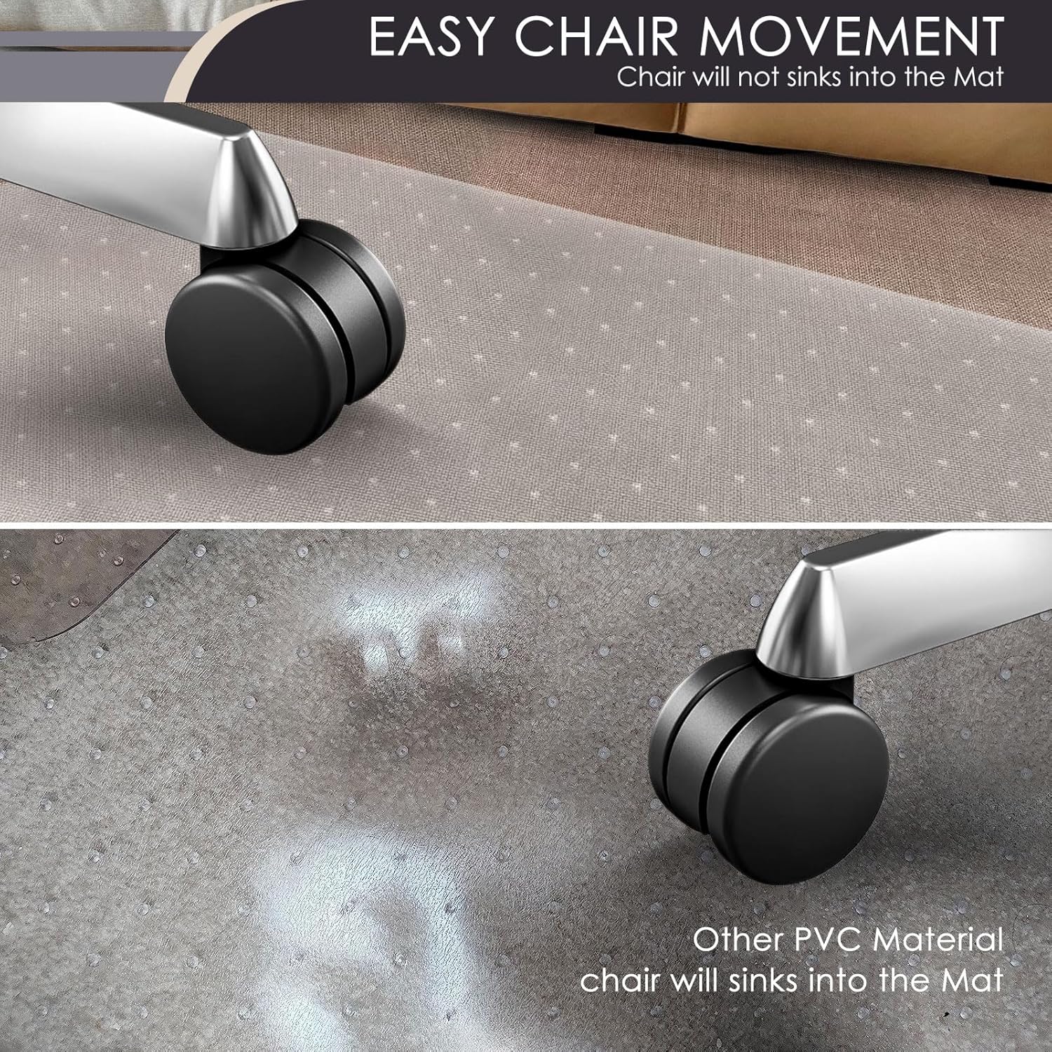 Kuyal Office Chair Mat for Carpet, 2 Pack 45x53 Clear Heavy Duty Computer Chair Mat with Lip, Under Desk Protector Carpeted Floors Mat, Easy Chair Movement,Ship Flat