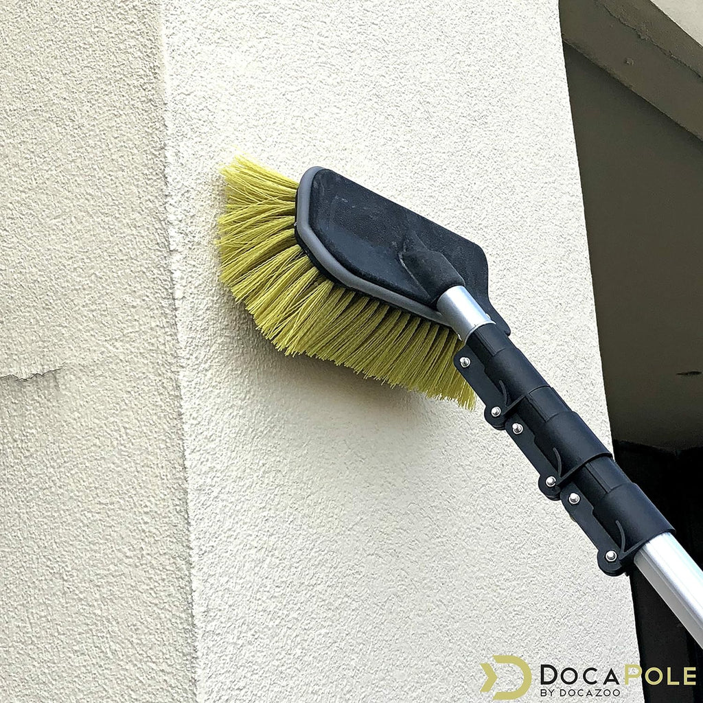 DOCA Scrub Brush Attachment for Long Handle Extension Pole - Outdoor Broom and Scrubbing Brush for House Floor, Deck, Patio, Car - Hard Brush