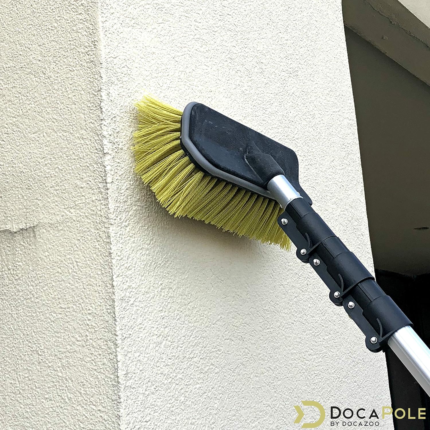DOCA Scrub Brush Attachment for Long Handle Extension Pole - Outdoor Broom and Scrubbing Brush for House Floor, Deck, Patio, Car - Hard Brush