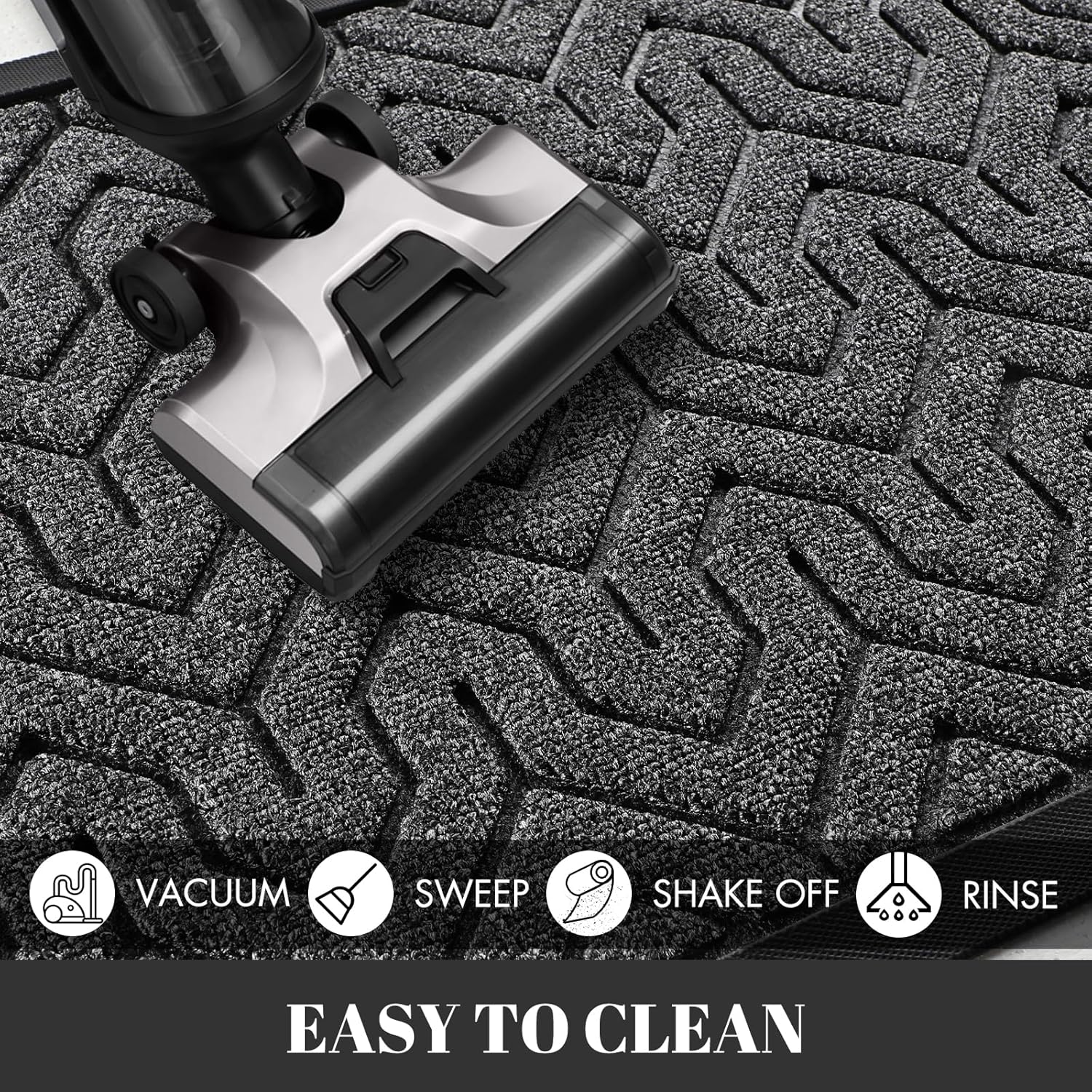 Yimobra Large Door Mat Outside Entrance 47x24, Waterproof Heavy Duty Outdoor Mats for Front Door, Non Slip Rubber Entry Mat for Garage Patio, Easy Clean, Mix Grey