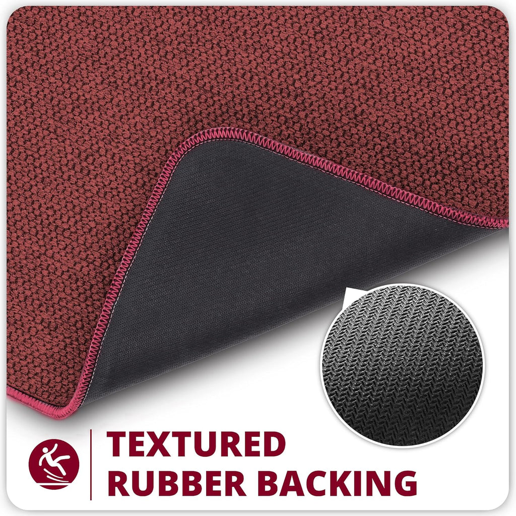 Bath Mat,Ultra Thin Bathroom Runner Rugs,Large Bath Mats for Bathroom,Quick Dry,Non-Slip,Machine Washable,Low Pile,Bath Rug,Shower Outside,Sink,Home Decor Accessories.Red,1'5"x2'11"（17x35inch）